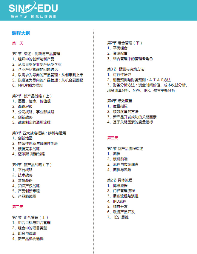 NPDP課程大綱